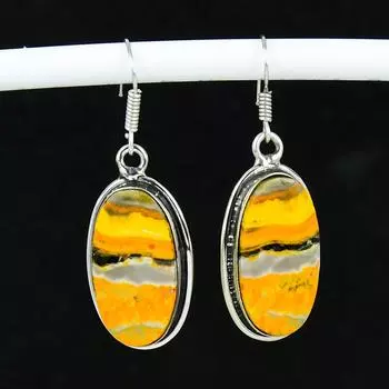 Натуральные старинные серьги Bumble Bee, серебряные серьги 925 пробы, серьги-подвески Boho Silver Jewelry, подарки для Wadding, подарки для нее 5.5 Cm жёлтый