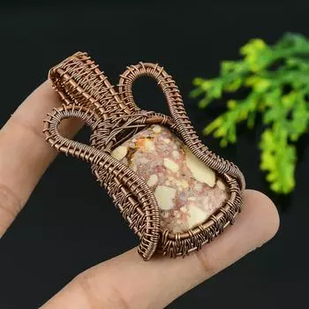 Натуральный драгоценный камень дикой лошади, медная проволока ручной работы, подарочная подвеска 2,25 i4N39