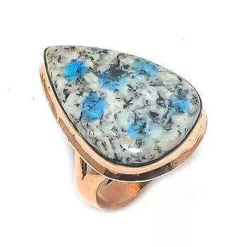 Натуральный драгоценный камень K2 Blue Azurite, медное ювелирное кольцо ручной работы, размер 8 R1u83