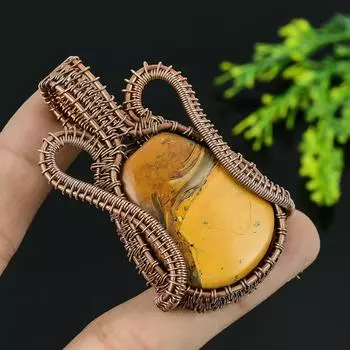 Натуральный драгоценный камень тигровый глаз, медная проволока ручной работы, подарочная подвеска 2,5 V5o44
