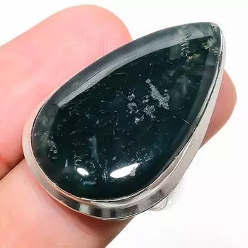 Натуральный индийский моховый агат, кольцо из стерлингового серебра 925 пробы, размер 6,5 o4o05