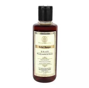 Натуральный шампунь с Сандалом и Мёдом: против перхоти (210 мл), Herbal Shampoo Woodysandal & Honey, Khadi Natural 210ml