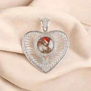 Natural Orange Copper Turquoise Gemstone 925 Sterling Silver Jewelry Pendant1.4 CP-15-40