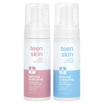 Natural Outcome, TeenSkin, Face Wash Duo, очищающее средство для умывания, 1 набор, 150 мл (5 унций) каждый