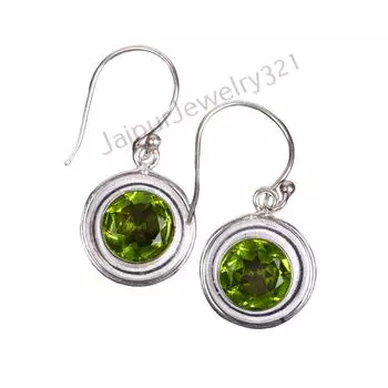 Natural Peridot Gemstone 925 Sterling Silver Jewelry Handcrafted Earrings 1.40 EE-4-3