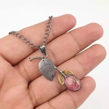 Natural Pink/Black Rhodonite Pendant 925 Sterling Silver Handmade Jewelry 1.69 PP-55-33