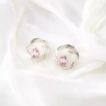 Natural Pink Morganite Gemstone Handmade 925 Sterling Silver Stud Earrings 0.64 CE-13-7