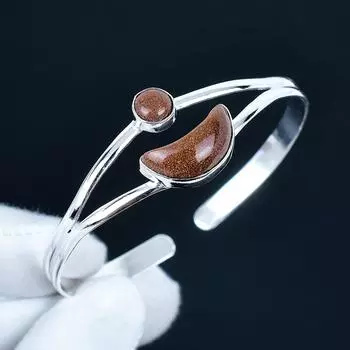 Natural Red Sunstone Gemstone Handmade Cuff Bangle 925 Sterling Silver Cuff Bangle, Red Sunstone Bracelet For Wife, Unisex Bangle, Wadding Gift 7 красный