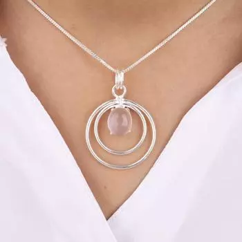 Natural Rose Quartz Gemstone 925 Sterling Silver Jewelry Handmade Pendant 1.65 PP-61-24