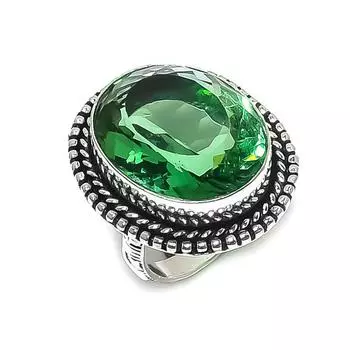 Кольцо из серебра 925 пробы с натуральным драгоценным камнем цаворитом, размер 6,5 o0H34
