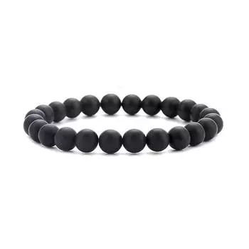 Natural volcanic stone black agate stone bead bracelet tiger eye stone yoga energy couple bracelet 8mm