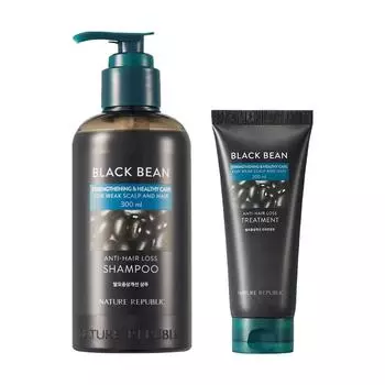 Nature Republic Black Bean Шампунь против выпадения волос 300мл + Лечение 200мл #1SET