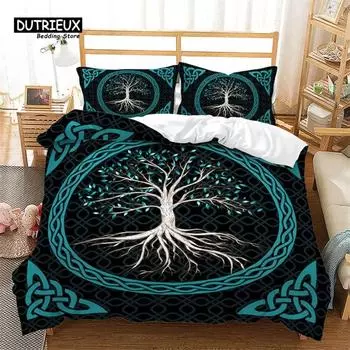 Nature Tree of Life Пододеяльник Микрофибра Mystery Gothic Постельное белье Экзотический кельтский узел Пододеяльник King Queen Для детей Взрослых EU Single 135x200cm