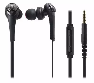 Наушники Audio Technica SOLID BASS с глубоким басом, черные, для iPod/iPhone/iPad, внутриканальные ATH-CKS550i