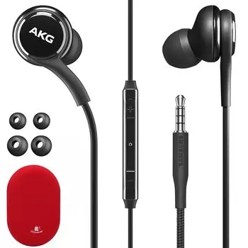Наушники Samsung AKG с микрофоном для пульта дистанционного управления для Galaxy A71 A31 Galaxy S10 S10e Note 10 Note S10 Plus S9 с резиновым чехлом красного цвета