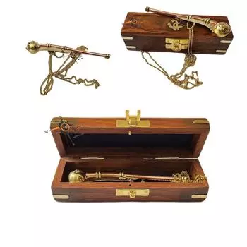 Nautical Maritime Brass/Copper Boatswain Whistle-Bosun Call Pipe~with Sheesham Wood Box