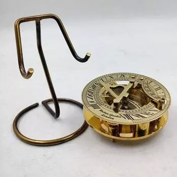Nautical Solid Round Compass with Sundial and Display Stand Collectible Gift