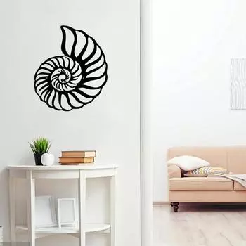 Nautilus Shell Coastal Beach Metal Wall Art – Элегантное украшение интерьера, стильные металлические настенные украшения для дома и прибрежного декора чёрный