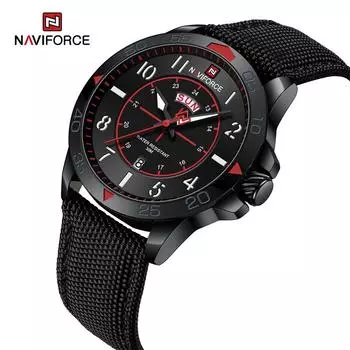 NAVIFORCE Мужские часы Кварцевые армейские водонепроницаемые наручные часы NF9204N 255mm чёрный/серебряный