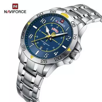 NAVIFORCE Мужские часы Модные деловые водонепроницаемые наручные часы из нержавеющей стали NF9204S 245mm чёрный/красный