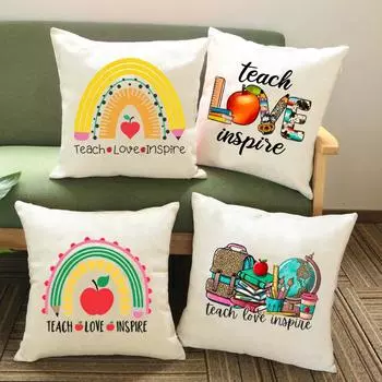 Наволочка Teach Love Inspire White Постельное белье Красивые подарки премиум-качества для учителя Домашние декоративные милые подарки M