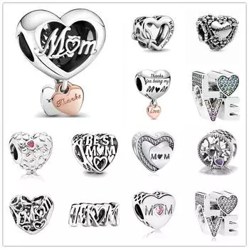Neastamor Love You Mum Сердце Шарм Шарм Подходит Оригинальный Модный Браслет Изготовление Модных Ювелирных Изделий Своими Руками Для Женщин Подарок