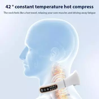 Neck Physical Therapy Massager 15 Gears 6 Modes Neck Massage Instrument 8-Head Vibration Pulse with Heating for Office Work белый