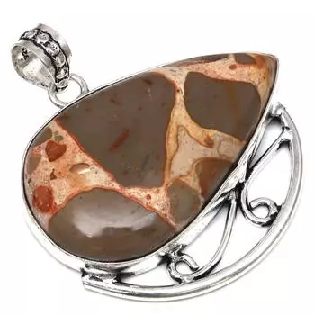 Necklace Bird Eye Jasper Gemstone Gift For Her Silver Jewelry 1.75