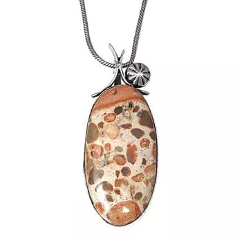 Necklace Bird Eye Jasper Gemstone Handmade Jewelry 2.25