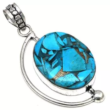 Necklace Blue Copper Turquoise Gemstone Gift For Her Silver Jewelry 2