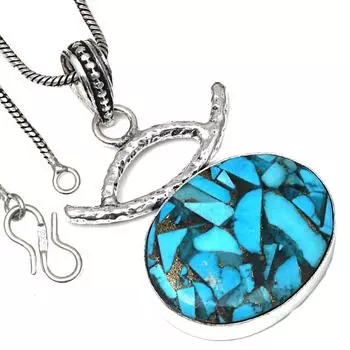 Necklace Blue Copper Turquoise Gemstone Handmade Silver Jewelry Bracelets2.5