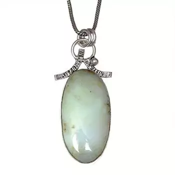 Necklace Chrysoprase Gemstone Handmade Silver Jewelry 2.25