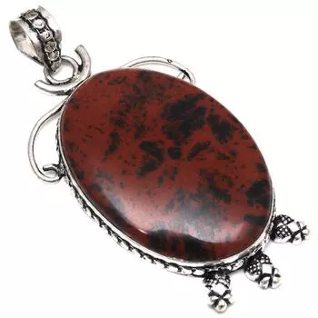 Necklace Mahogany Obsidian Gemstone Gift For Her 925 Silver Jewelry 2.25