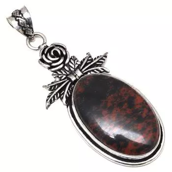 Necklace Mahogany Obsidian Gemstone Handmade Gift For Her Silver Jewelry 3