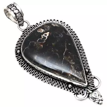 Necklace Turtella Jasper Gemstone Gift For Her Silver Jewelry 2.25
