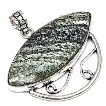 Necklace Zebra Jasper Gemstone Handmade Gift For Her Silver Jewelry 1.75