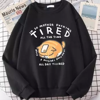 Need Take Break for While Cute Print Cartoon Hoody Women Harajuku Streetwear Autumn Casual Sportswear O-Neck Hoodie Pullovers & Long Sleeves Women’s S чёрный