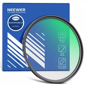 NEEWER 67 мм черный диффузный фильтр для объектива с эффектом кино, фильтр для объектива камеры с чистящей салфеткой, ультраоптическое нанопокрытие для 1/4