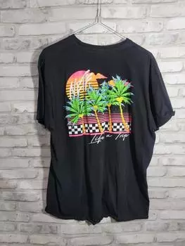 Neff Co Black Life Is A Trip Повседневная футболка унисекс с рисунком пальмы и смайликами S