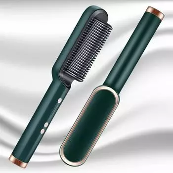 Negative Ion Hair Straightener Styling Comb 2 In 1 Hair Straightener Brush And Curler 30s Fast Heating Hair Straightener Brush EU зелёный