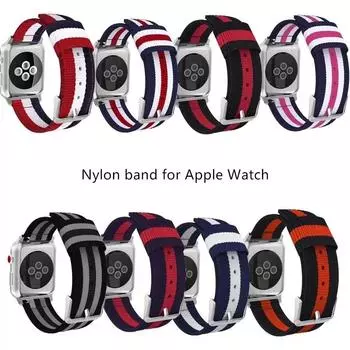 Нейлоновые ремешки для Apple Watch Series Ultra 9 8 7 6 SE водонепроницаемый ремешок с пряжкой для IWatch 38 40 42 44 мм 41 мм 45 49 мм ремешки для часов в полоску аксессуары 38 40 41mm зелёный/белый