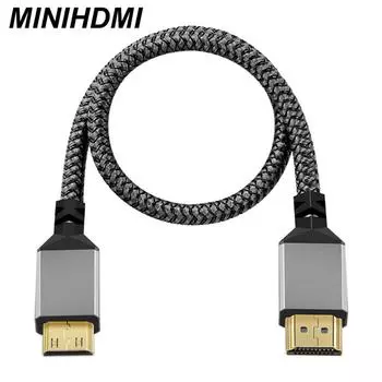 Нейлоновый кабель MINI HDMI-HDMI HDMI2.0 MINIHDMI Male A Male 4K 60HZ HD 1080P адаптер-конвертер 1M 2M 3M 5M 10M проводная ТВ-камера 1m