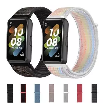 Нейлоновый ремешок с петлей Solo для Huawei Band 7 Band7, дышащий спортивный умный браслет, оригинальный сменный браслет Correa For Huawei band 7 красный/чёрный