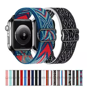 Нейлоновый ремешок Solo Loop для Apple, ремешок для часов 44 мм, 40 мм, 38 мм, 42 мм, регулируемый эластичный браслет для резинки для волос iWatch 2, 3, 4, 5, 6 se 42/44mm