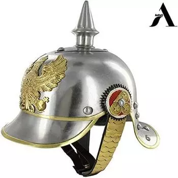 Немецкий военный шлем Pickelhaube, СТАЛЬ Имперский прусский офицер с шипами Первой мировой войны, Реплика шлемов Второй мировой войны