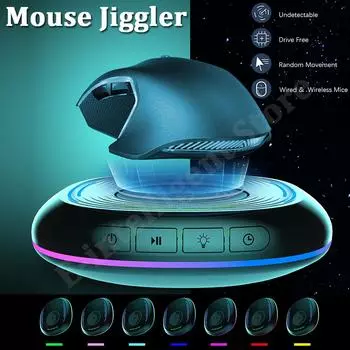 Необнаружимая мышь Jiggler, автоматическое перемещение компьютерной мыши с таймером включения/выключения, RGB-подсветка, без драйверов, сохраняет компьютер Style C Black No RGB