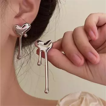 Необычные металлические серьги в форме сердца для женщин, модные серьги-гвоздики в европейском и американском стиле для девочек, рождественские украшения, подарки серебряный