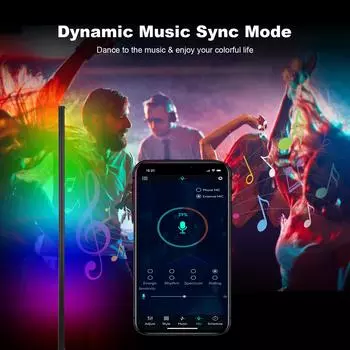 Neoglint D C5V BT Connected 72 светодиода угловой напольный светильник RGB торшер с поддержкой контроллера 2 Packs чёрный