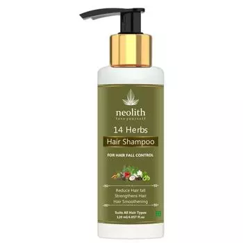 Neolith 14 Herbs Шампунь для волос и кожи головы | Без парабенов, без сульфатов | Сокращает выпадение волос, Укрепляет волосы, Разглаживает волосы, Очищает кожу головы | 120 мл 120 ML белый