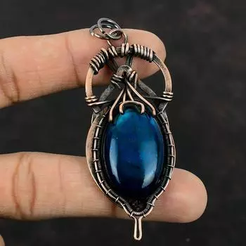 Neon Flash Labradorite Pendant Copper Wire Wrapped Pendant Handmade Copper Jewelry Original Gemstone Pendant Wire Wrapped Jewelry For Gifts